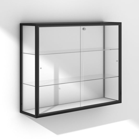 Large trophy display case with black frame