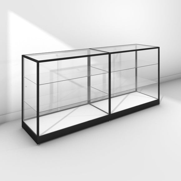 Double glass display cabinet with black frame