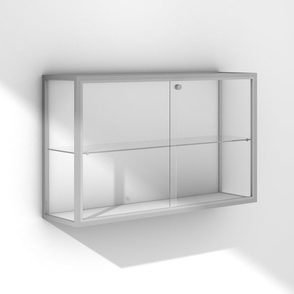Medium trophy display case with silver frame