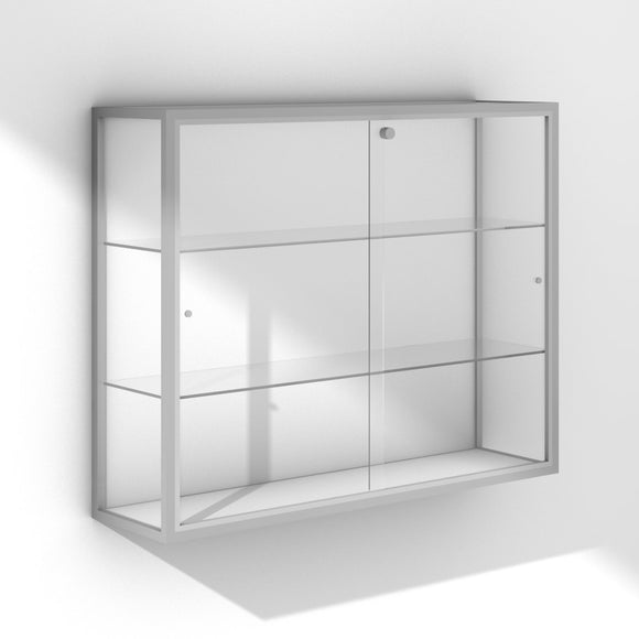 Large trophy display case with silver frame