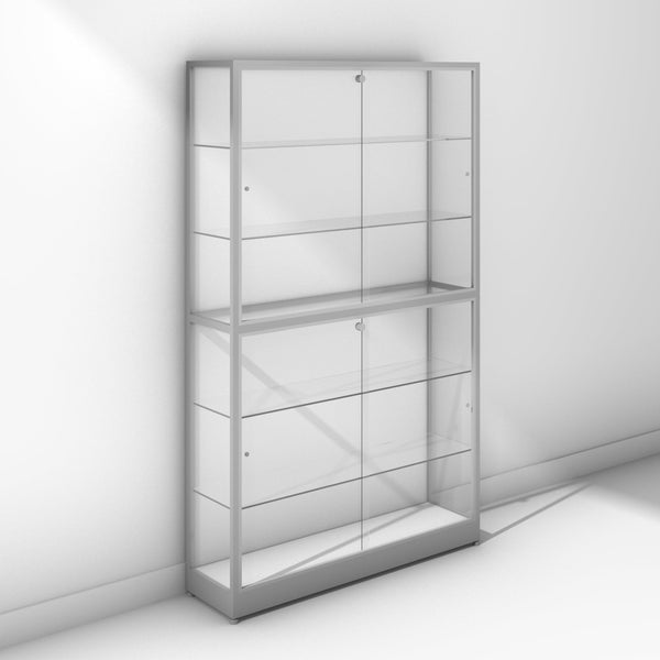 Large trophy display cabinet with silver frame