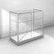 Glass display cabinet with frameless front - silver frame - back view