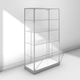 Large glass display cabinet with silver frame